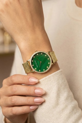 Montre à quartz en métal - Doré et vert