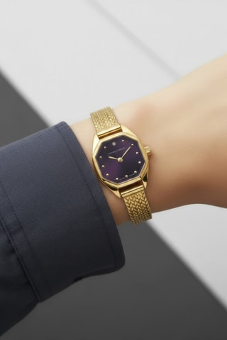 Montre à quartz en acier - Doré