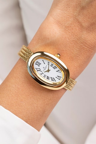 Montre à quartz en acier - Doré et blanc