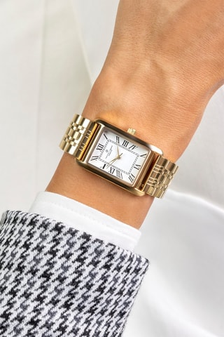Montre à quartz en acier - Doré et blanc