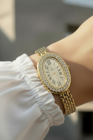 Montre à quartz en acier - Doré