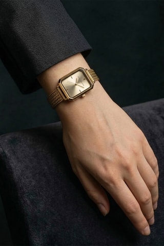 Montre à quartz en acier - Doré