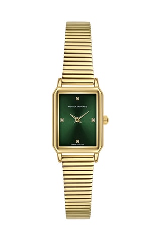 Montre à quartz en acier et diamants - Doré