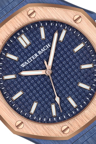 Montre à quartz en acier - Bleu et doré rose
