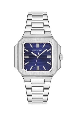 Montre à quartz en acier - Argenté et bleu