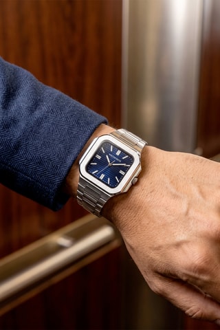 Montre à quartz en acier - Argenté et bleu