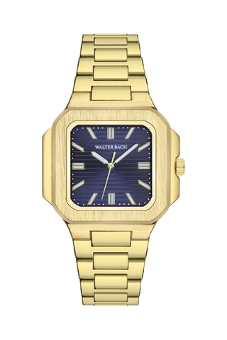 Montre à quartz en acier - Doré et bleu