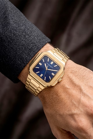 Montre à quartz en acier - Doré et bleu