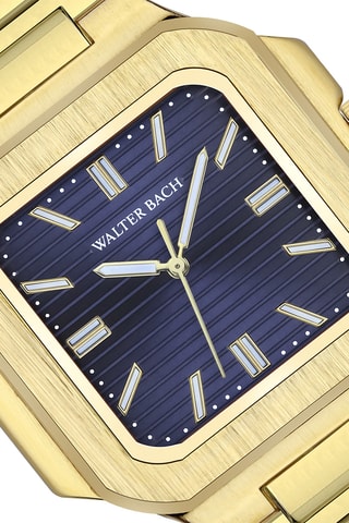 Montre à quartz en acier - Doré et bleu