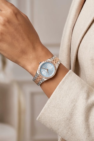 Montre à quartz en acier - Argenté et doré rose