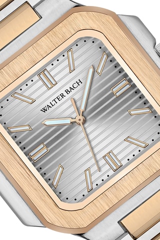 Montre à quartz en acier - Argenté et doré rose