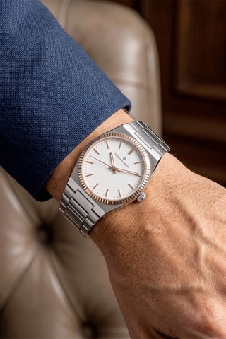 Montre à quartz en acier - Argenté, doré et blanc