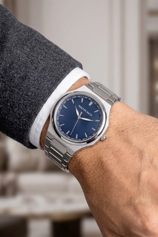 Montre à quartz en acier - Argenté et bleu