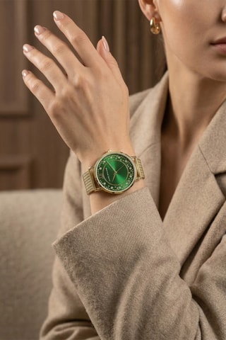 Montre à quartz en métal - Doré et vert