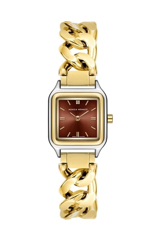 Montre à quartz en acier et diamant - Doré