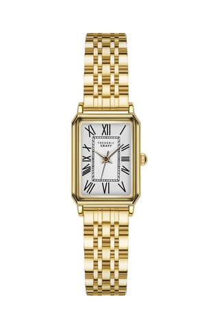 Montre à quartz en acier plaqué ion or jaune