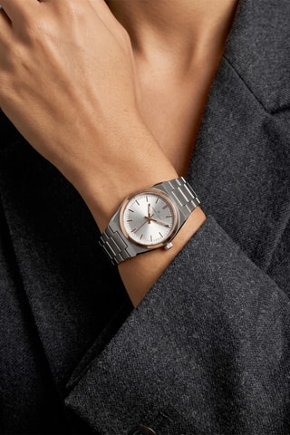 Montre à quartz en acier - Argenté et doré rose