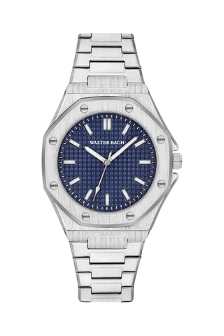 Montre à quartz en acier - Argenté et bleu