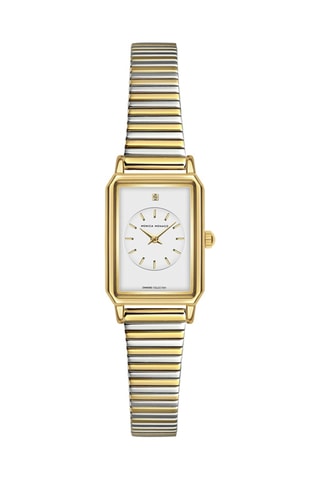 Montre à quartz en acier et diamant - Argent et doré