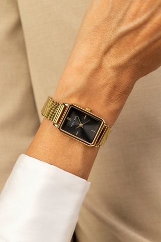 Montre à quartz en acier - Doré et noir