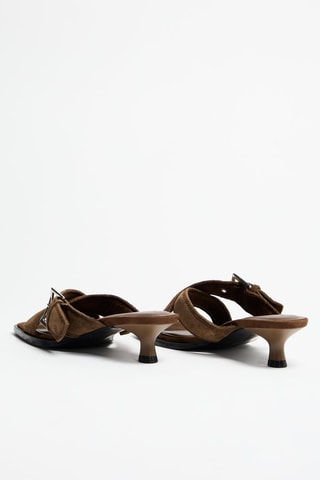 Mules à talons en nubuck - Marron foncé