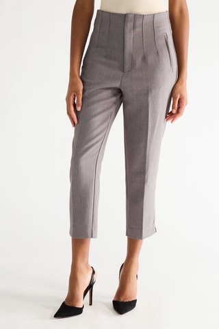 Pantalon tapered taille haute - Gris