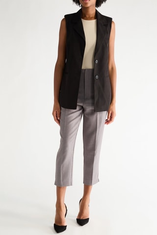 Pantalon tapered taille haute - Gris