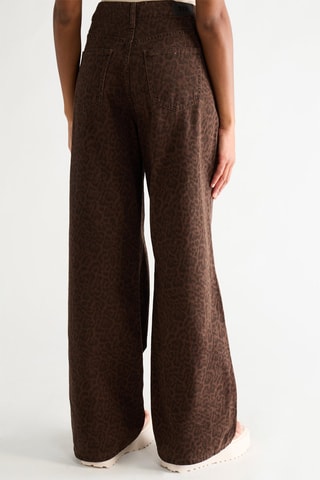 Pantalon straight en velours taille haute - Marron