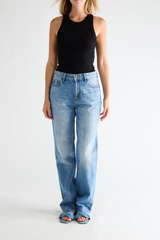 Jean straight taille haute - Indigo