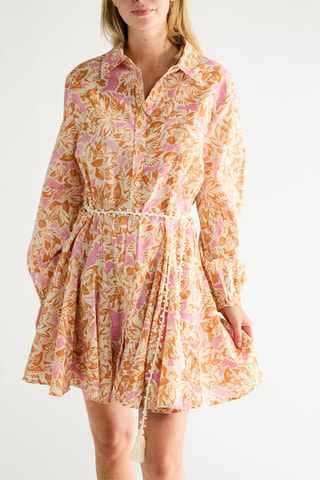 Robe chemise - Rose et camel