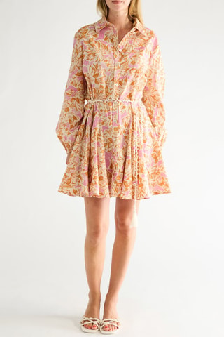 Robe chemise - Rose et camel