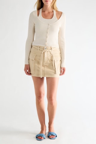 Jupe droite en jean - Beige