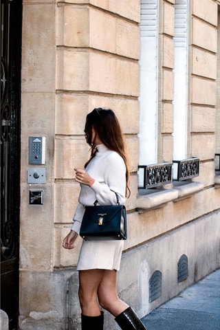 Bolso de piel Hugo - Negro