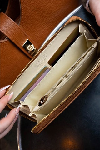 Cartera de piel Selma - Marrón