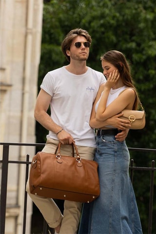 Bolsa de viaje de piel Claude - Marrón