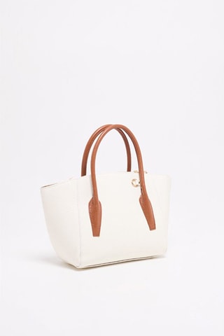Bolso shopper de piel Soli - Blanco y marrón