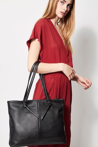 Bolso shopper de piel Ly - Negro