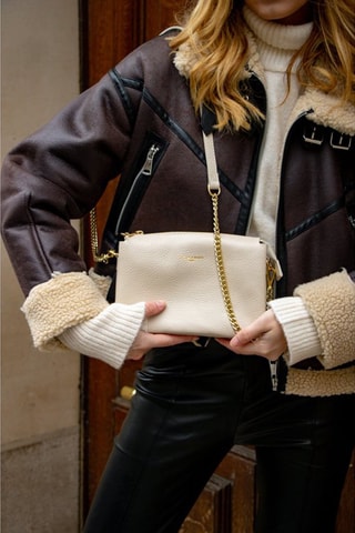 Bandolera de piel Perla - Beige