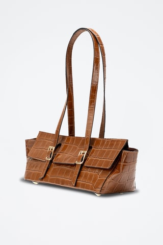 Bolso de piel briana Croco - Camel