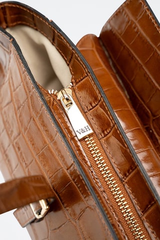 Bolso de piel briana Croco - Camel