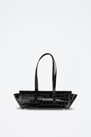 Bolso de piel briana Croco - Negro