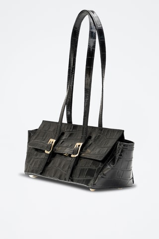Bolso de piel briana Croco - Negro