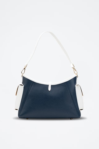 Bandolera de piel Kate - Azul marino y blanco