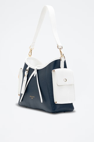 Bandolera de piel Kate - Azul marino y blanco