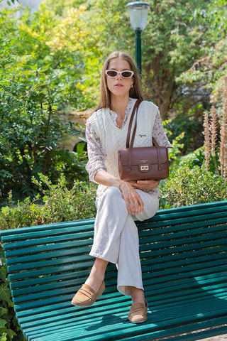 Bolso de piel Saige - Marrón oscuro