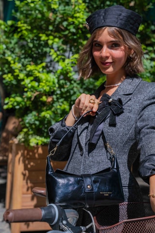 Sac porté épaule en cuir Libra - Noir