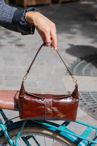 Sac porté épaule en cuir Libra - Marron foncé