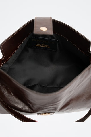 Sac porté épaule en cuir Libra - Marron foncé