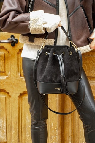 Bolso saco de piel Livy - Negro