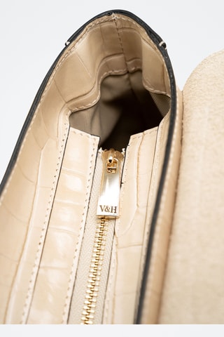 Bandolera de piel Sonia Croco - Beige